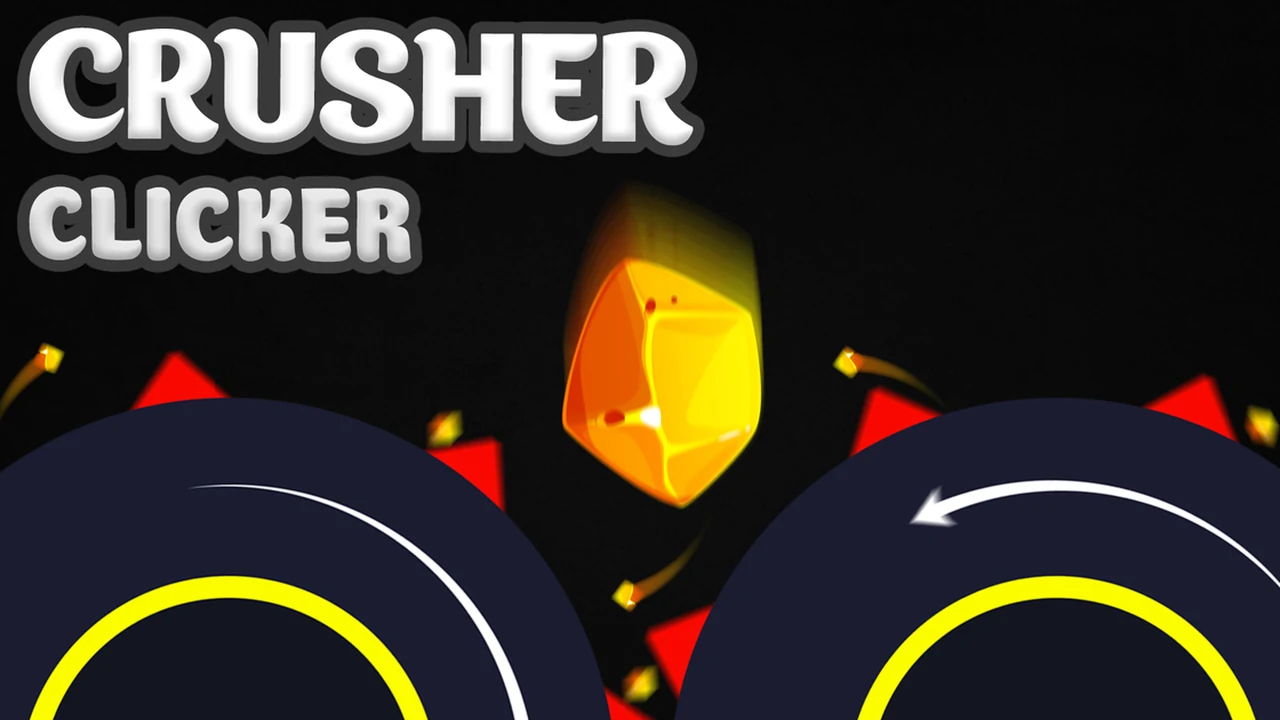 Crusher Clicker industrial grinder destroying rocks and crystals with physics destruction