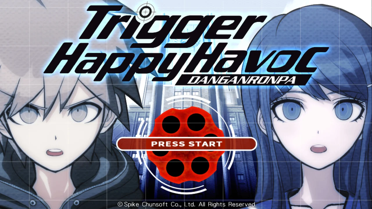 Courtroom class trial debate screen with spinning crosshair targeting contradictory statements from anime students