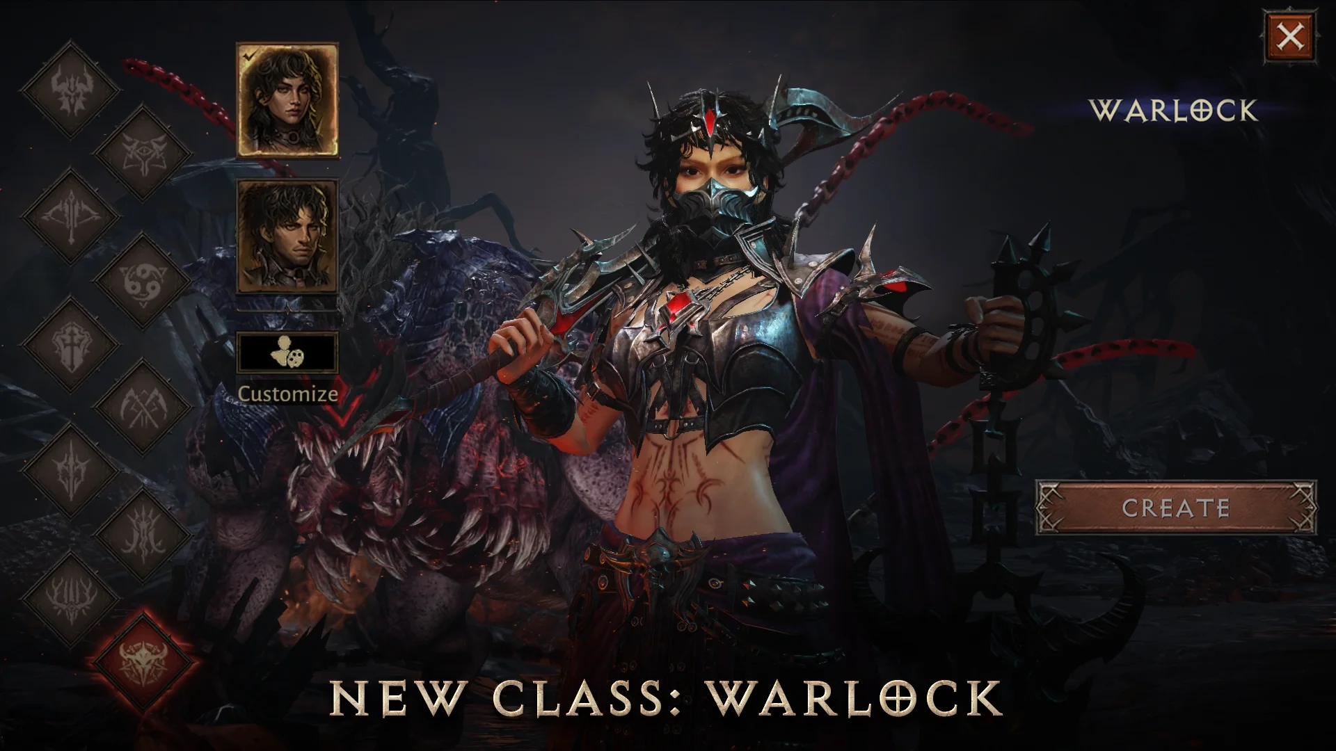 Gameplay screenshot of Diablo Immortal showing isometric demon combat, character skill buttons, and dark fantasy environment