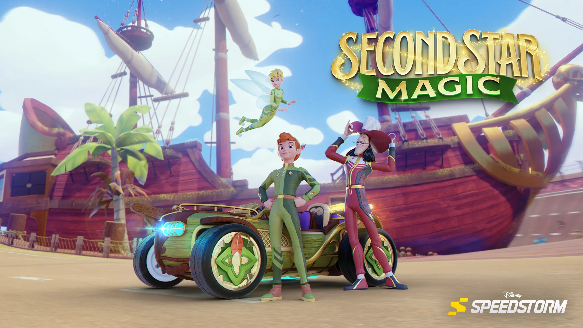 Mickey Mouse and Donald Duck drifting through sharp turns on a vibrant cartoon race track in Disney Speedstorm