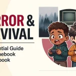 Editorial illustration of horror and survival gamers playing on Chromebook and Googlebook