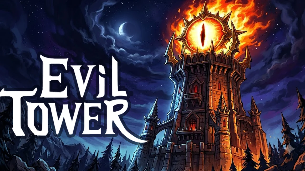 Evil Tower dark citadel repelling crusader waves with customizable ballista stations and dark magic