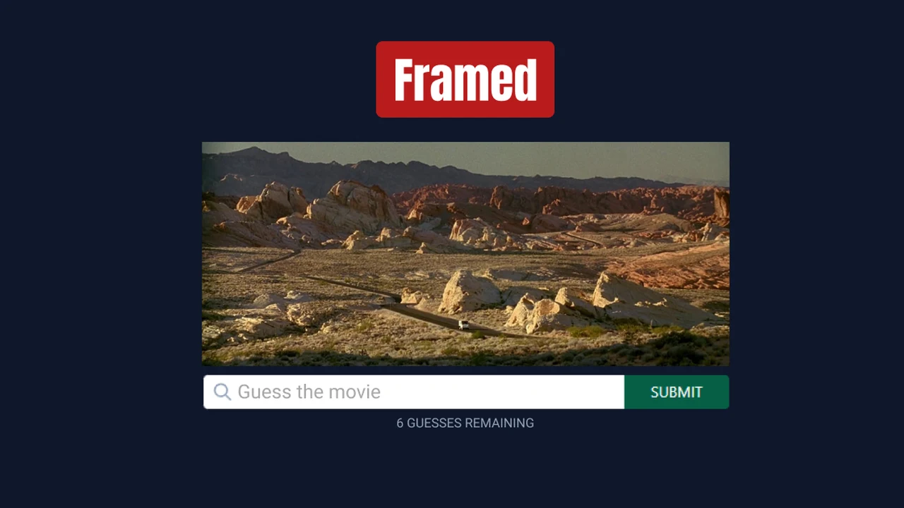 Framed daily cinema movie scene guessing game interface