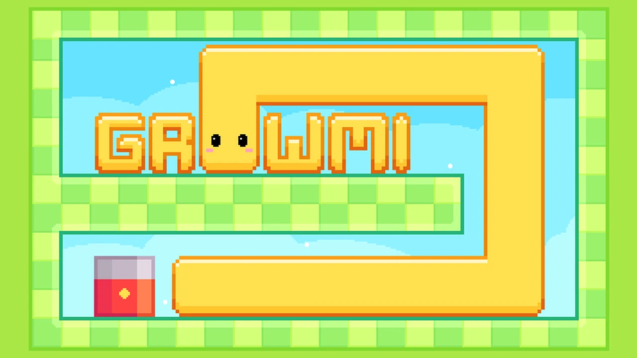 Growmi elastic creature stretching across platform gaps on CrazyGames