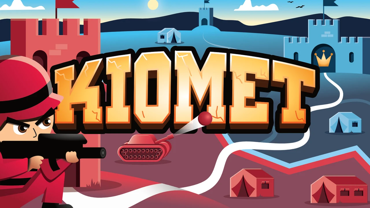 Kiomet real-time multiplayer territorial strategy map with interconnected nodes, towers, and unit supply lines