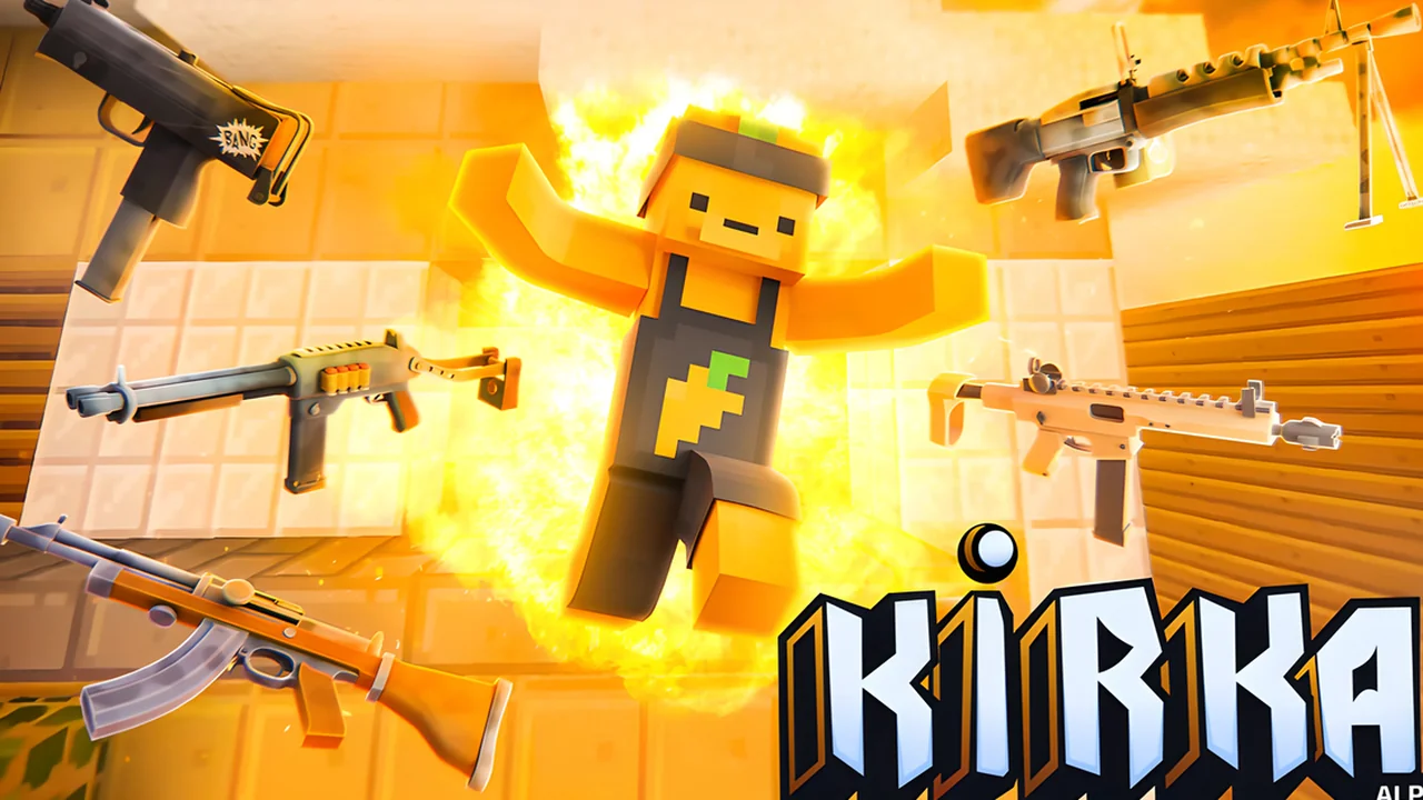 Kirka.io blocky voxel first-person shooter parkour and weapon duel