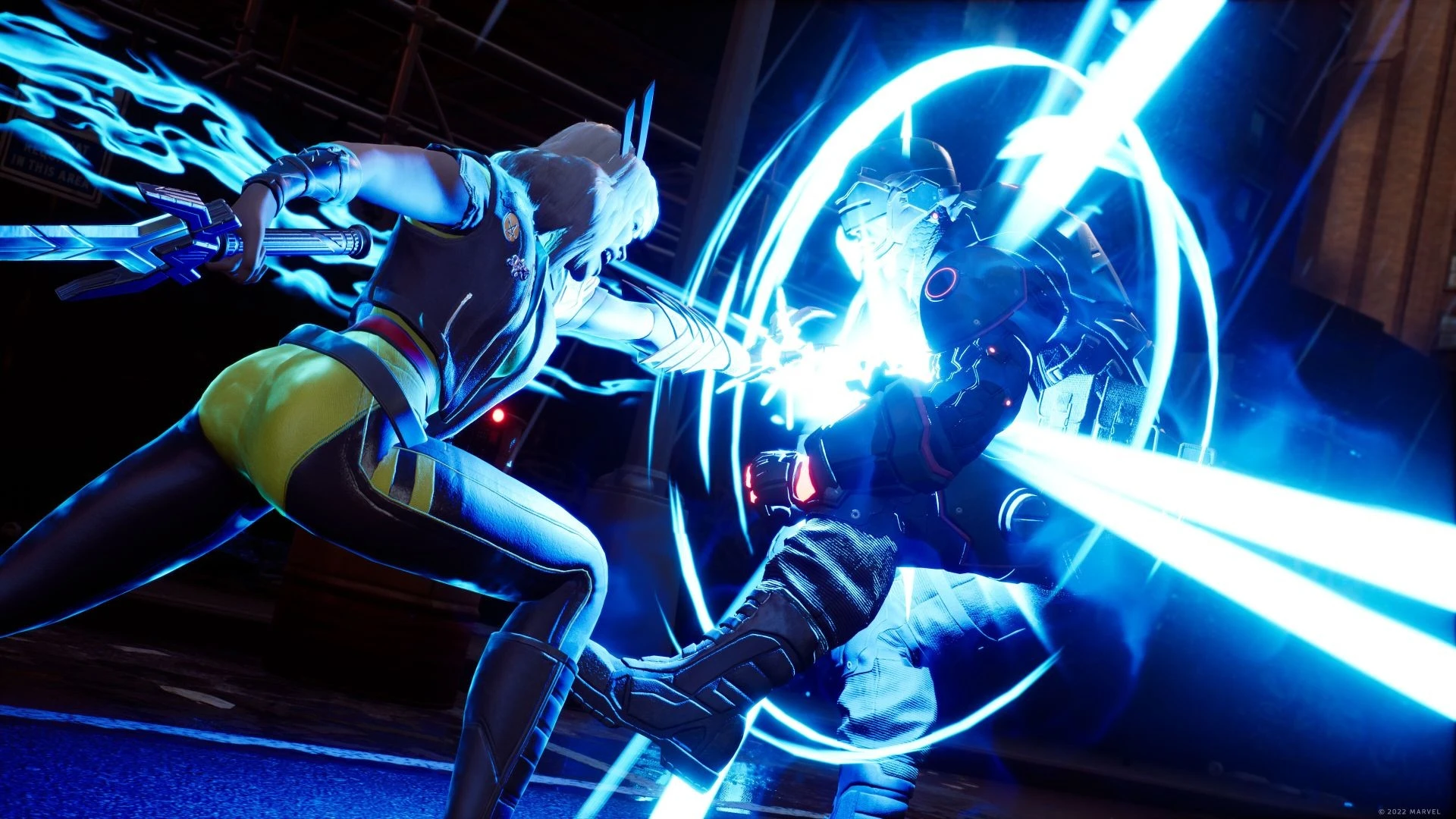 Tactical card combat gameplay in Marvel's Midnight Suns showing hero positioning and environmental attack zones