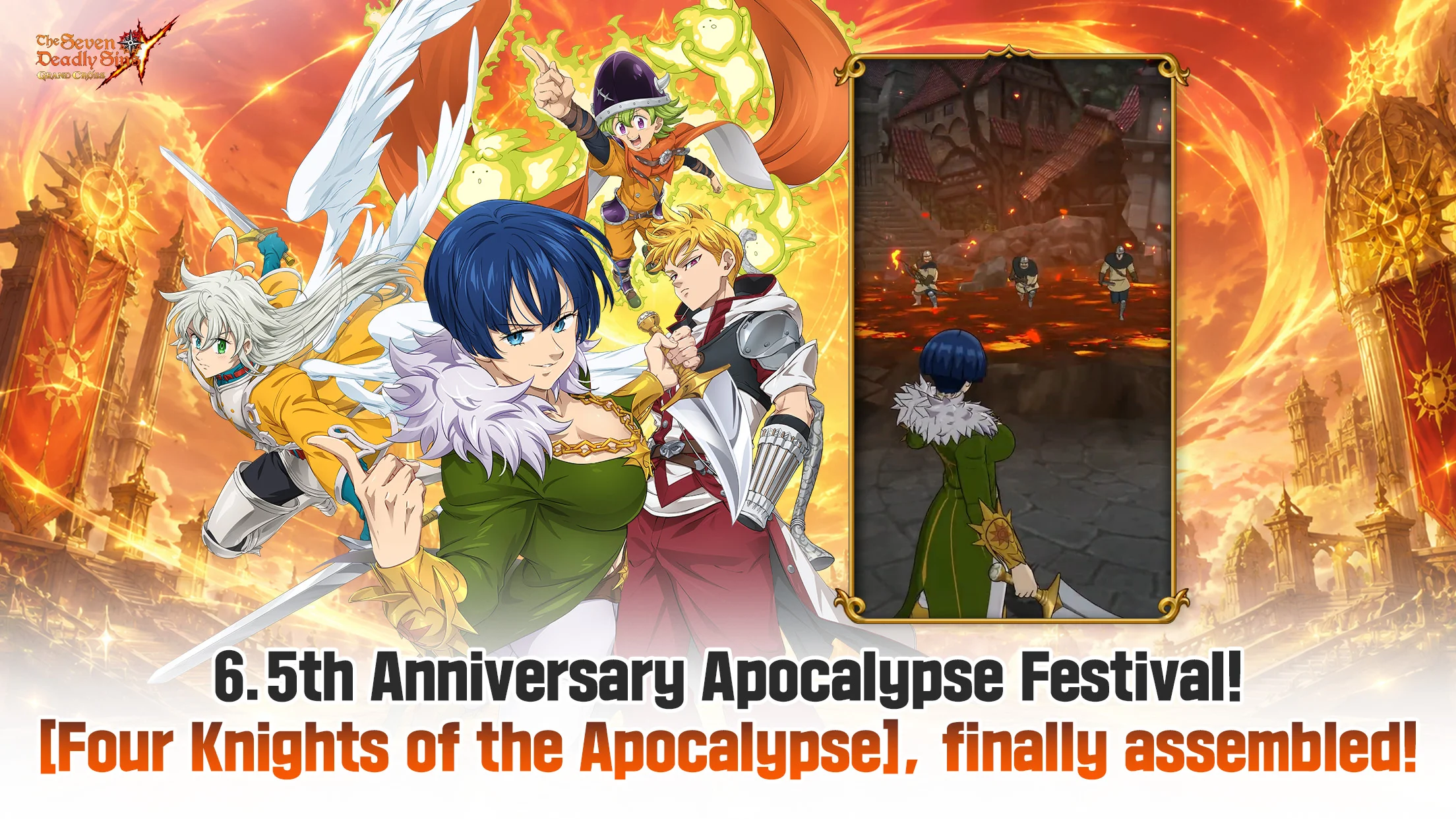 Anime heroes executing strategic card fusion attacks in a 3D cel-shaded fantasy battle sequence