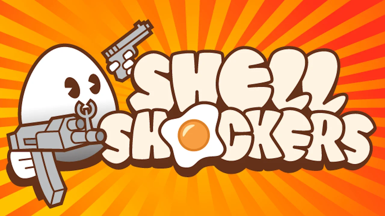 Shell Shockers cartoon egg FPS arena combat with customized weapon-wielding eggs