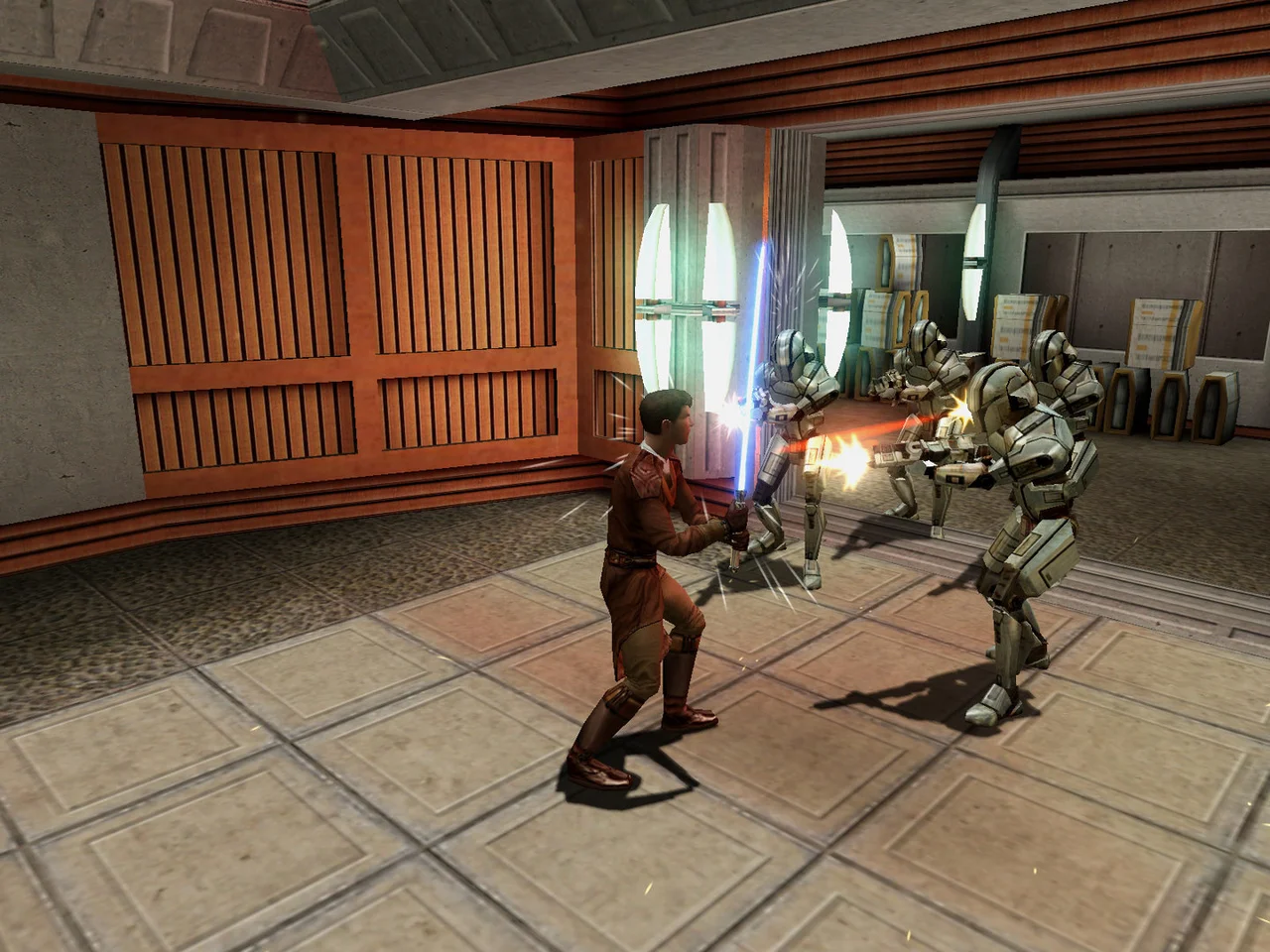 Tactical party-based RPG combat on Taris in Star Wars: Knights of the Old Republic