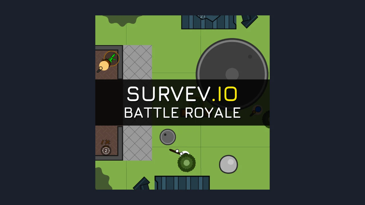 Survev.io top-down 2D battle royale match showing weapon scavenging and shrinking zone