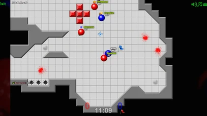 TagPro retro top-down 2D capture the flag match with boost pads and spike hazards