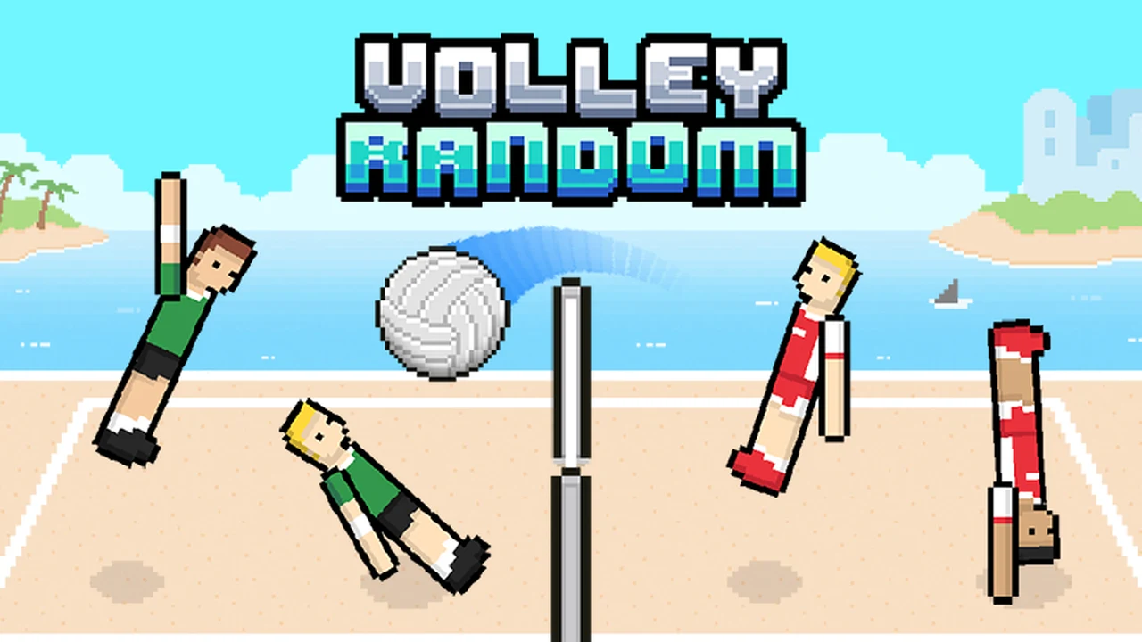 Volley Random pixel physics volleyball players jumping at the beach net