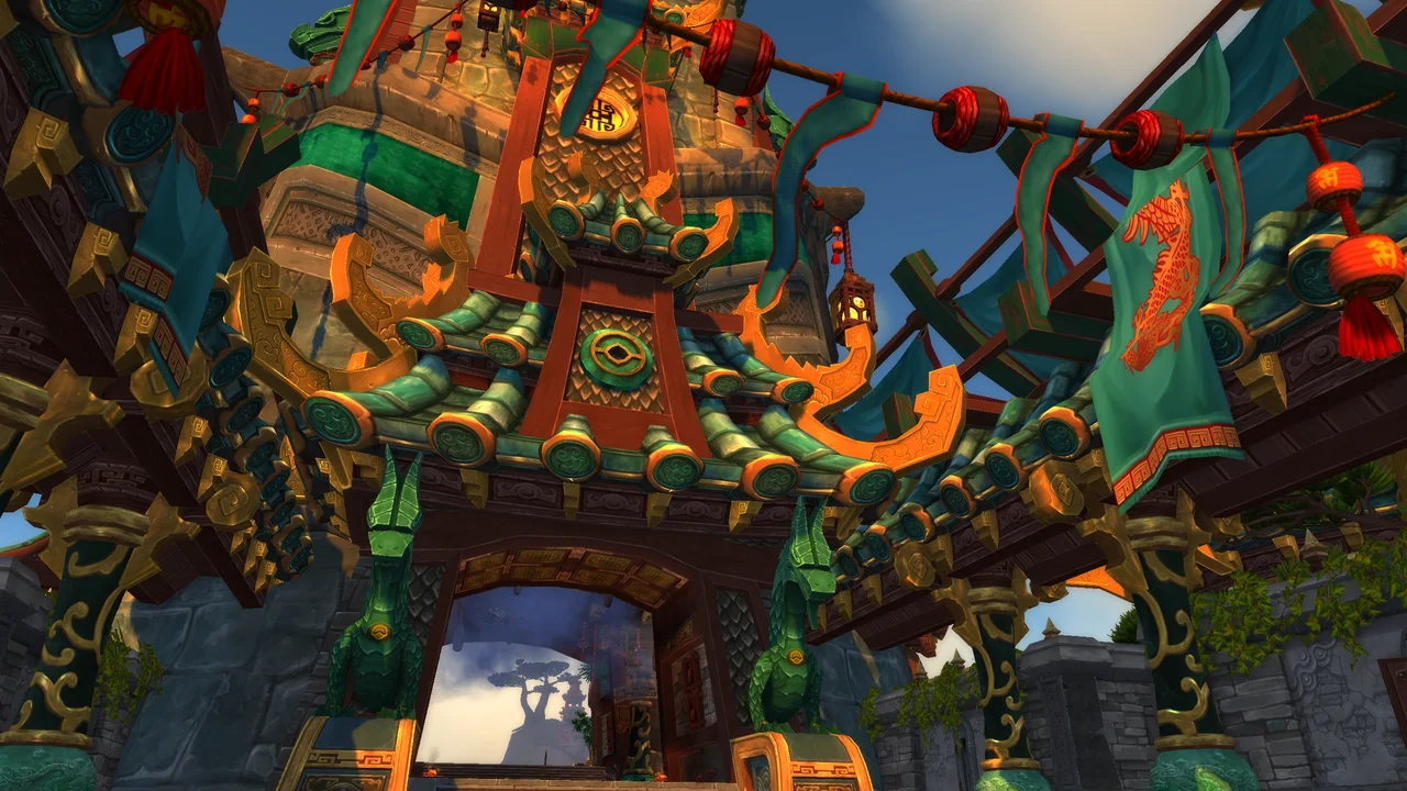 World of Warcraft gameplay showing high-level characters confronting a colossal elemental threat in The War Within