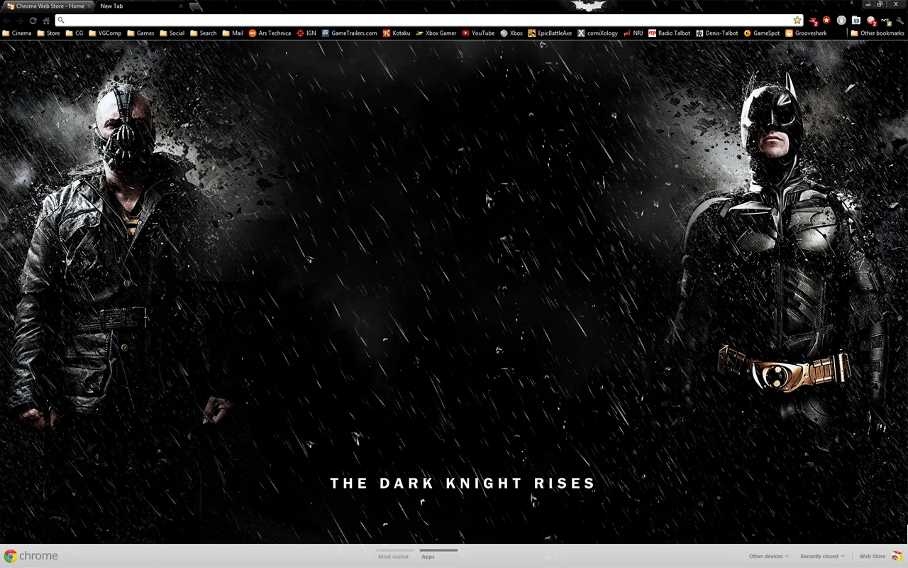 Batman Dark Knight Rises Chrome Theme - Best Superhero Chrome Themes for Batman and Superman Fans