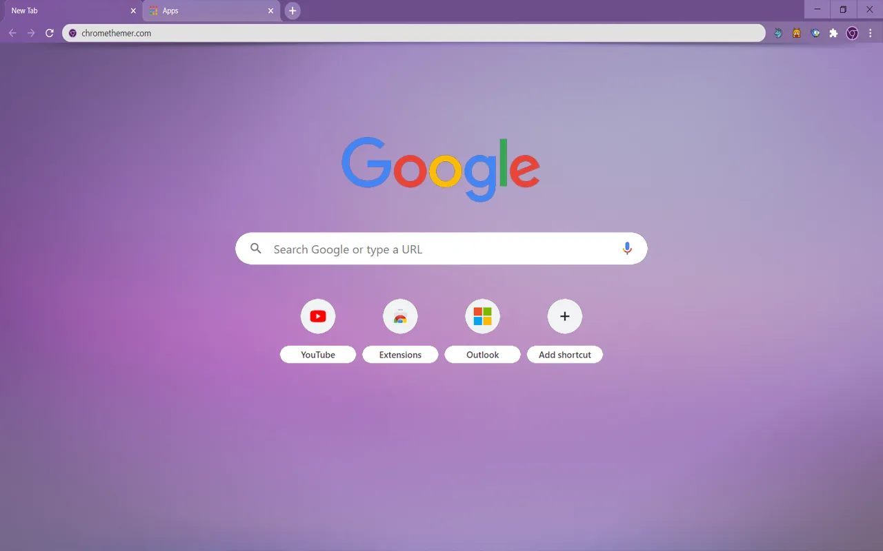 Shaded Purple Chrome theme with soft purple shading