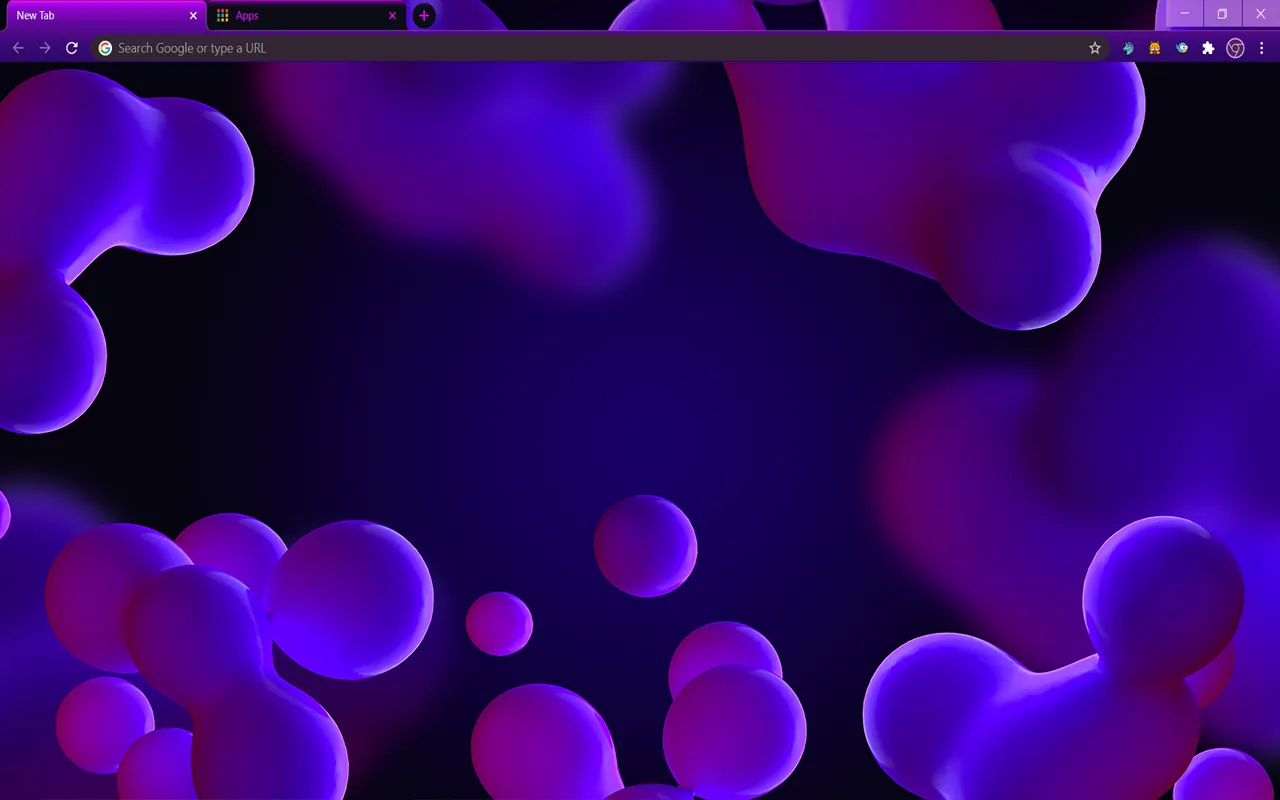 Abstraction Veda Chrome theme with purple 3D bubbles