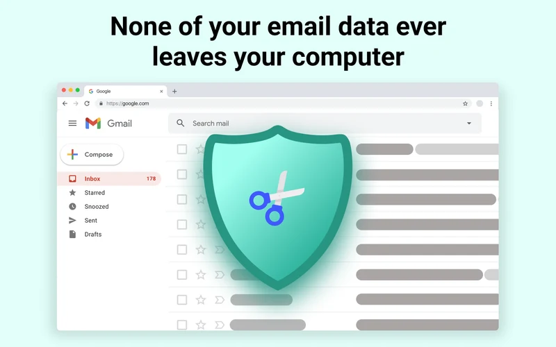Trimbox extension popup showing one-click unsubscribe and bulk email cleanup in Gmail