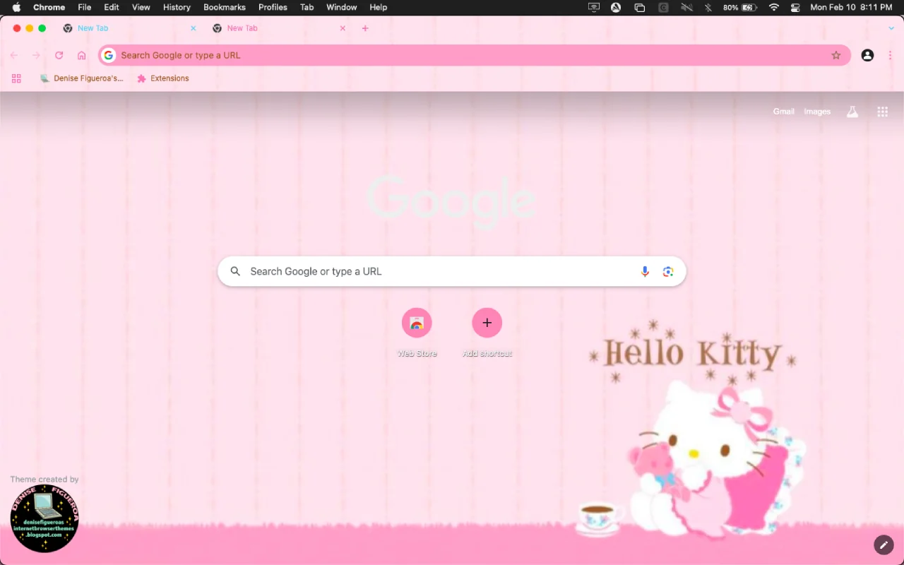 Light Pink Hello Kitty Chrome Theme