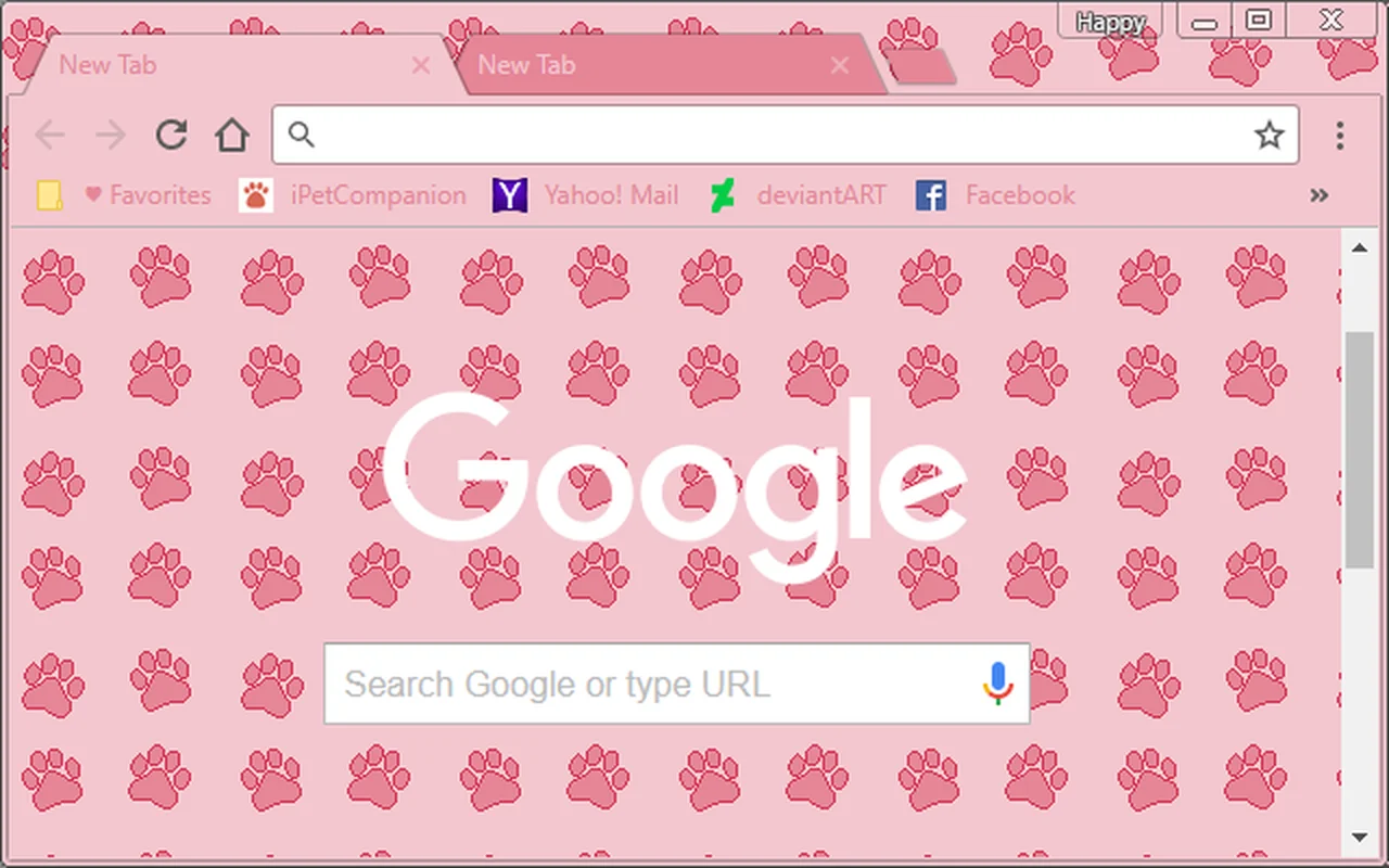 Cute Pink Pixel Dog, Cat, Animal Paw Prints Chrome Theme