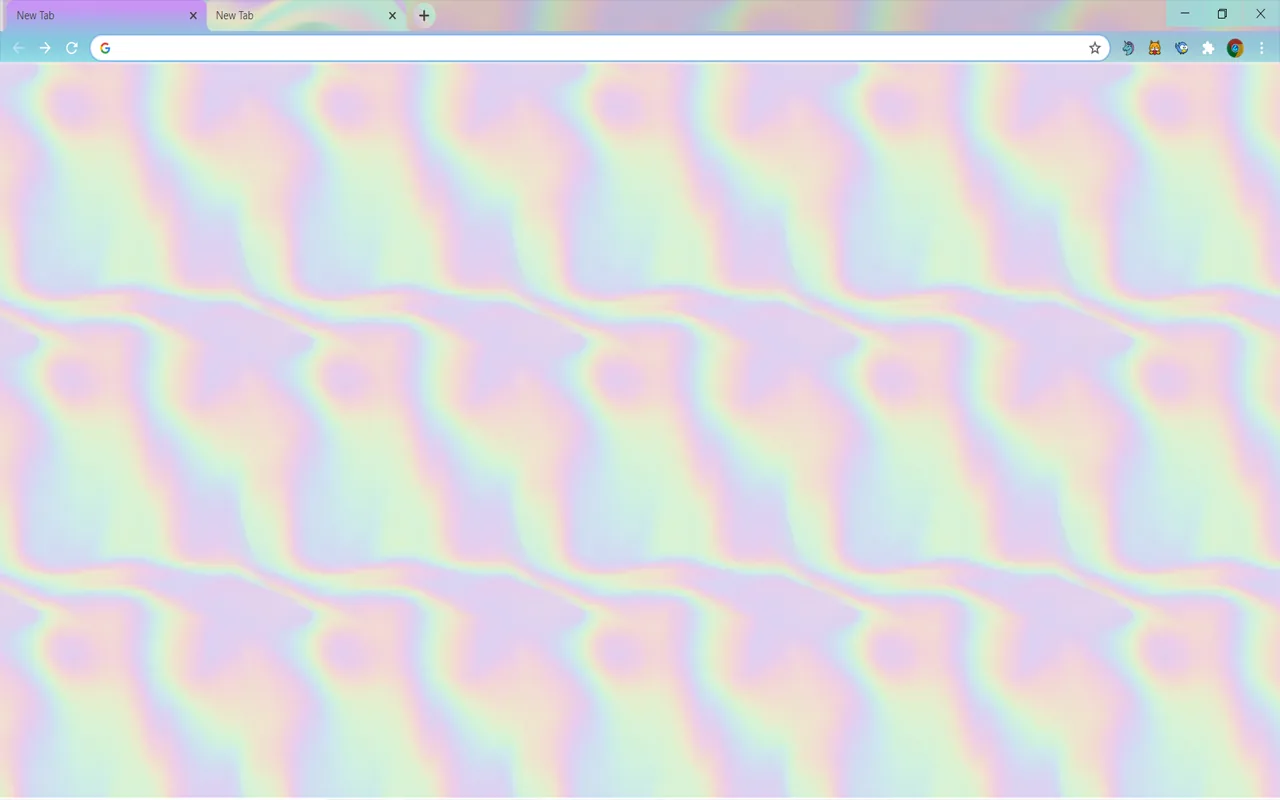 Holographic Chrome theme with a soft pastel rainbow foil pattern