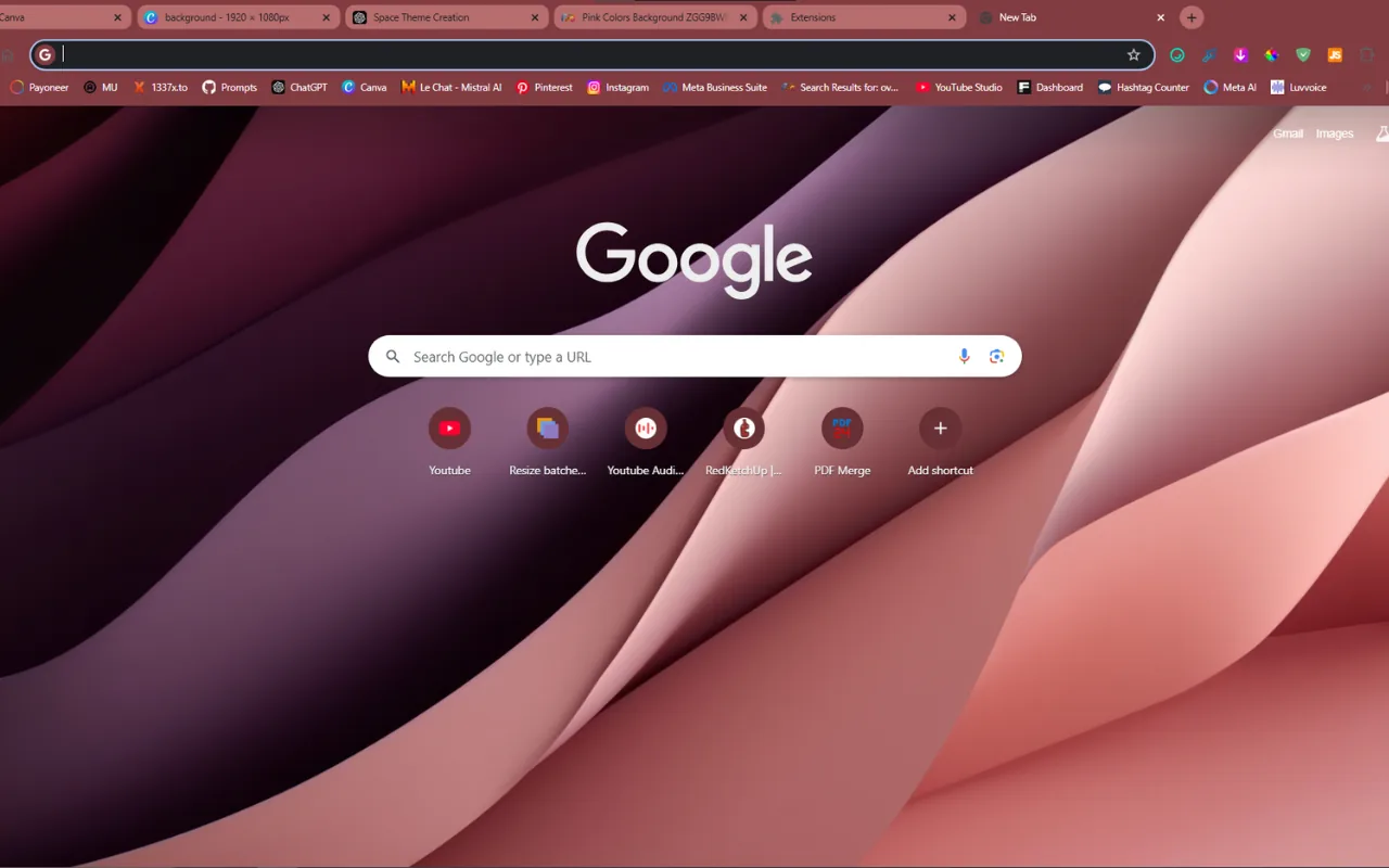 Pink Serenity Chrome theme with pink and mauve silk waves
