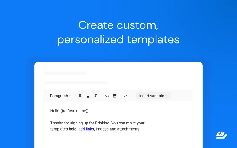 Briskine email templates and text snippet shortcut menu in Gmail