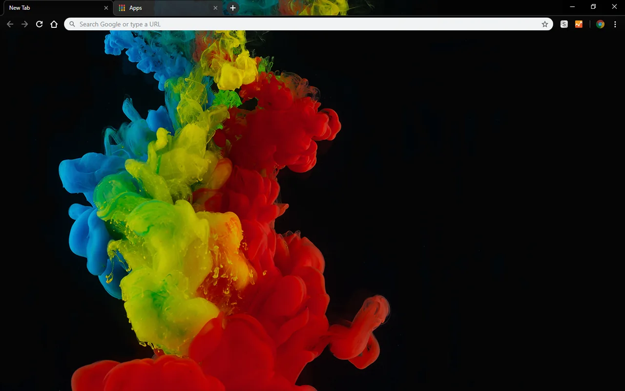 Color Abstraction Chrome theme with rainbow ink on black