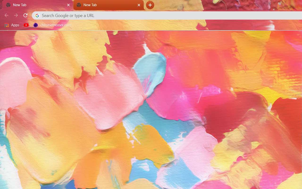Acrylic Watercolor Chrome theme with pink yellow and blue paint strokes