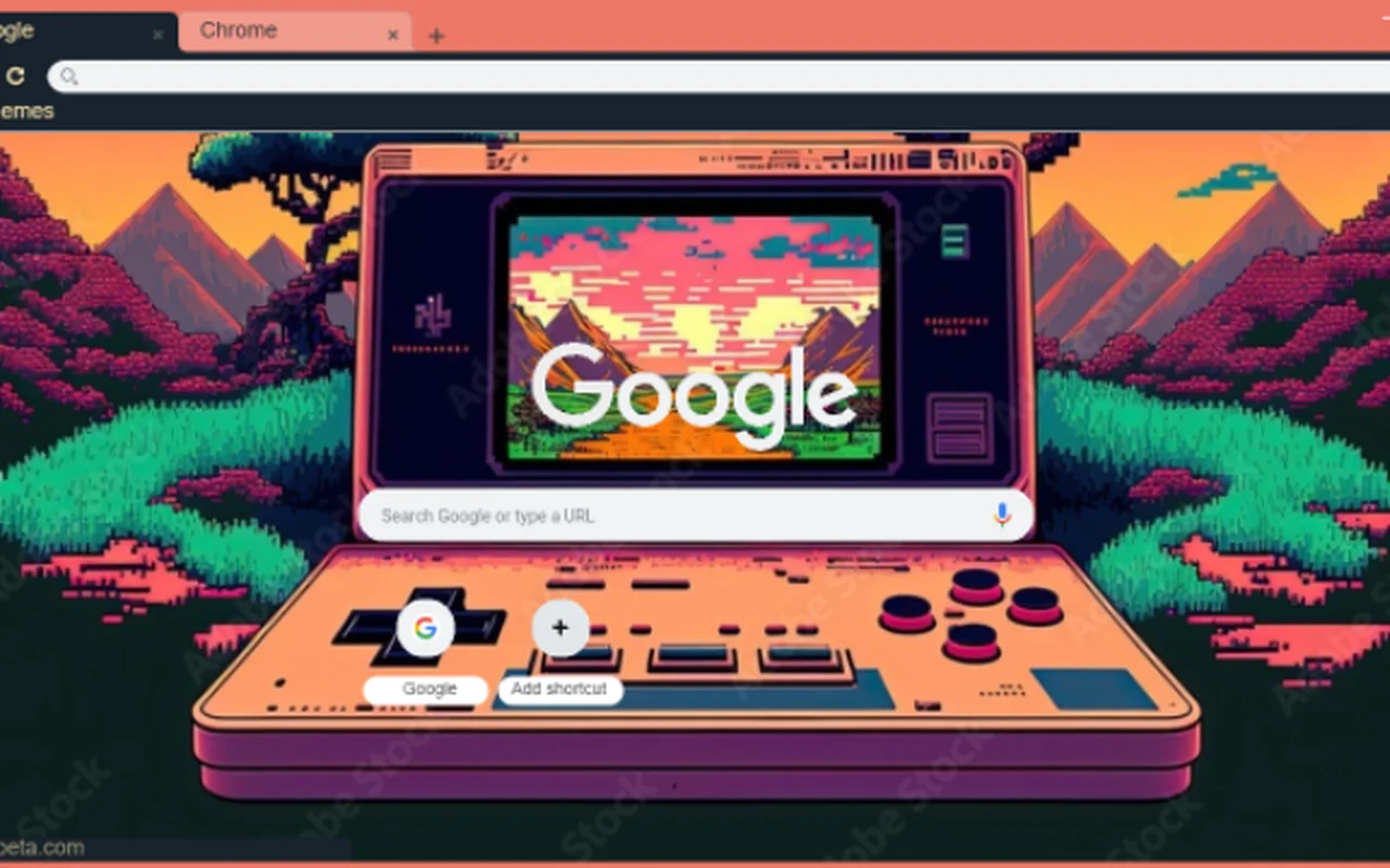 Retro Video Game Pixel Art Chrome Theme