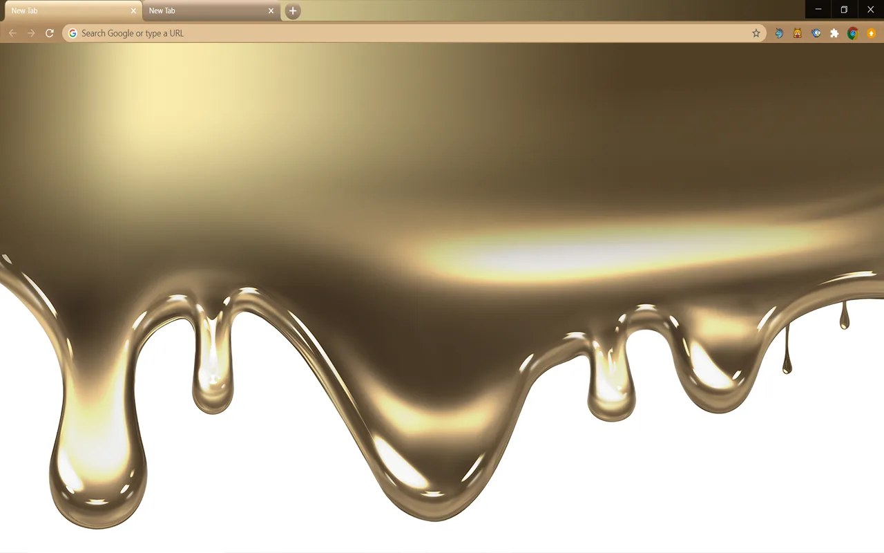 Liquid Gold Chrome theme with gold paint dripping on white