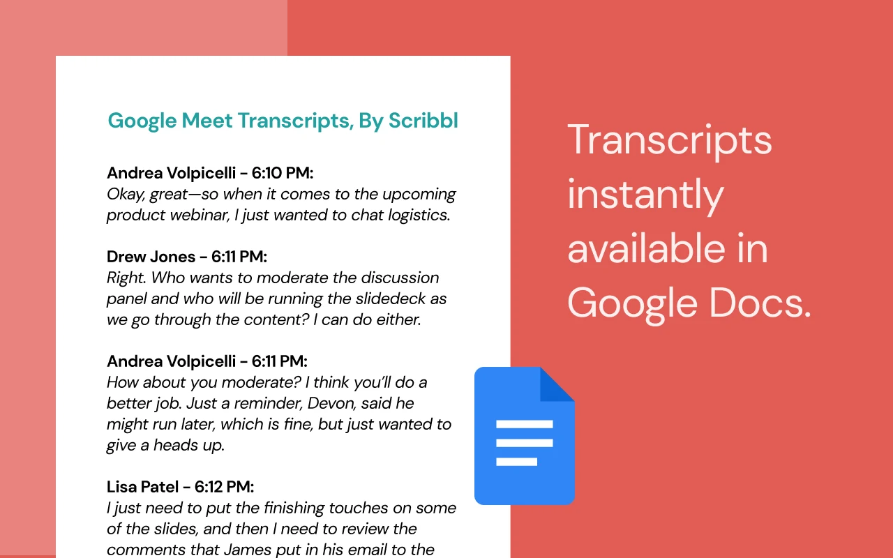 Scribbl extension interface providing bot-free live meeting notes and transcriptions