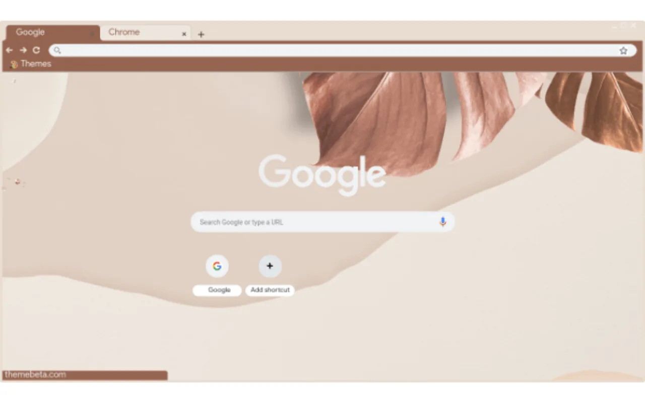 Neutral Simple Abstract Chrome theme with beige shapes and a palm leaf