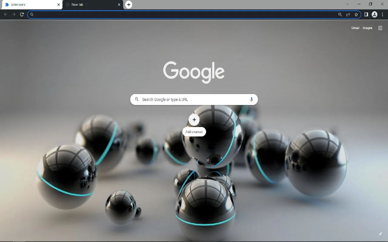 3D Browser Theme for Chrome with black balls on gray