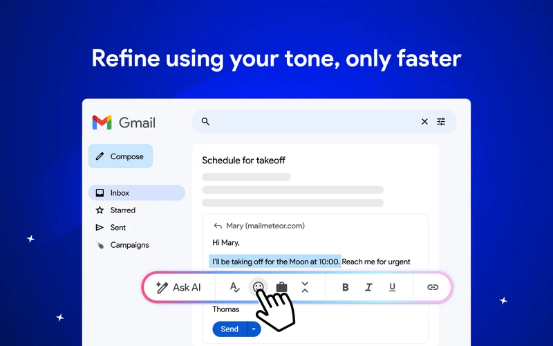 Mailmeteor mail merge popup in Gmail personalizing messages with Google Sheets data