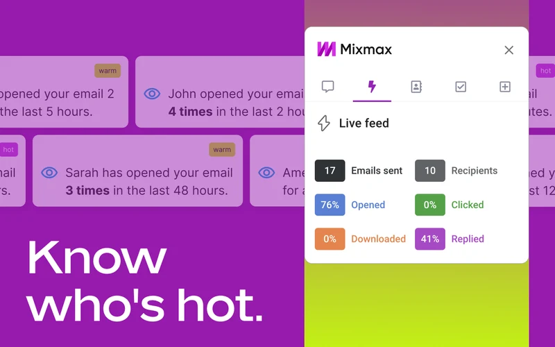 Mixmax sales engagement sidebar with email tracking, scheduling polls, and sequences in Gmail