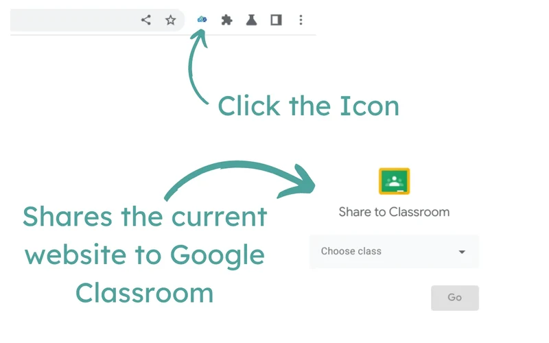 Add to Google Classroom extension sharing the current webpage directly to Google Classroom as an announcement