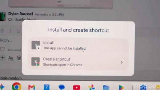 Googlebook app cannot be installed.jpg - Chrome 155 for Googlebook brings expanded web app installs, integration
