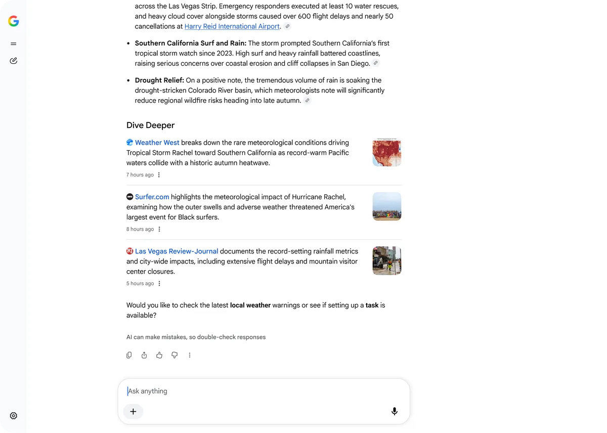 Dive Deeper related article links with thumbnails. Image: Google