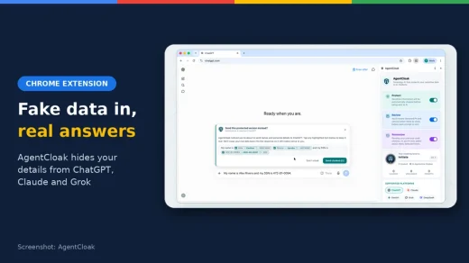 AgentCloak Chrome extension cover with the official screenshot of its cloaking prompt in ChatGPT
