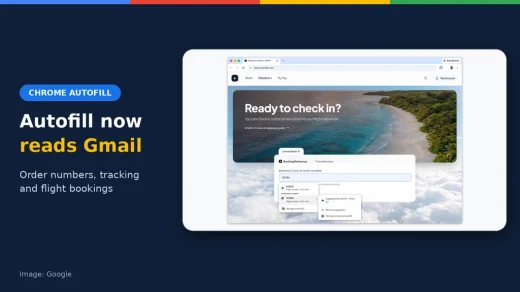 Chrome enhanced autofill suggesting a booking code from Gmail, ChromeGeek news cover