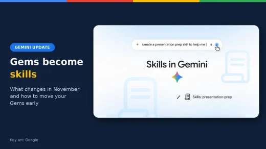 Gemini Gems become skills cover with Google's Skills in Gemini key art