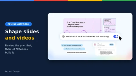Gemini Notebook co-creation cover with Google's review slide deck outline key art