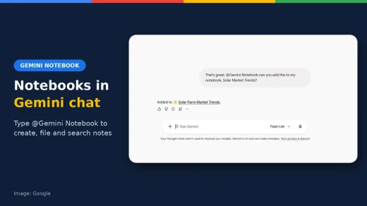 Gemini Notebook Connected App in the Gemini app, ChromeGeek news cover