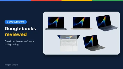 Acer, Dell, HP, Lenovo and Asus Googlebooks together, ChromeGeek Googlebook reviews cover