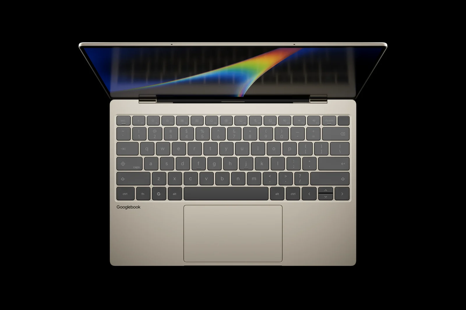 Dell XPS Googlebook in light gold seen from above