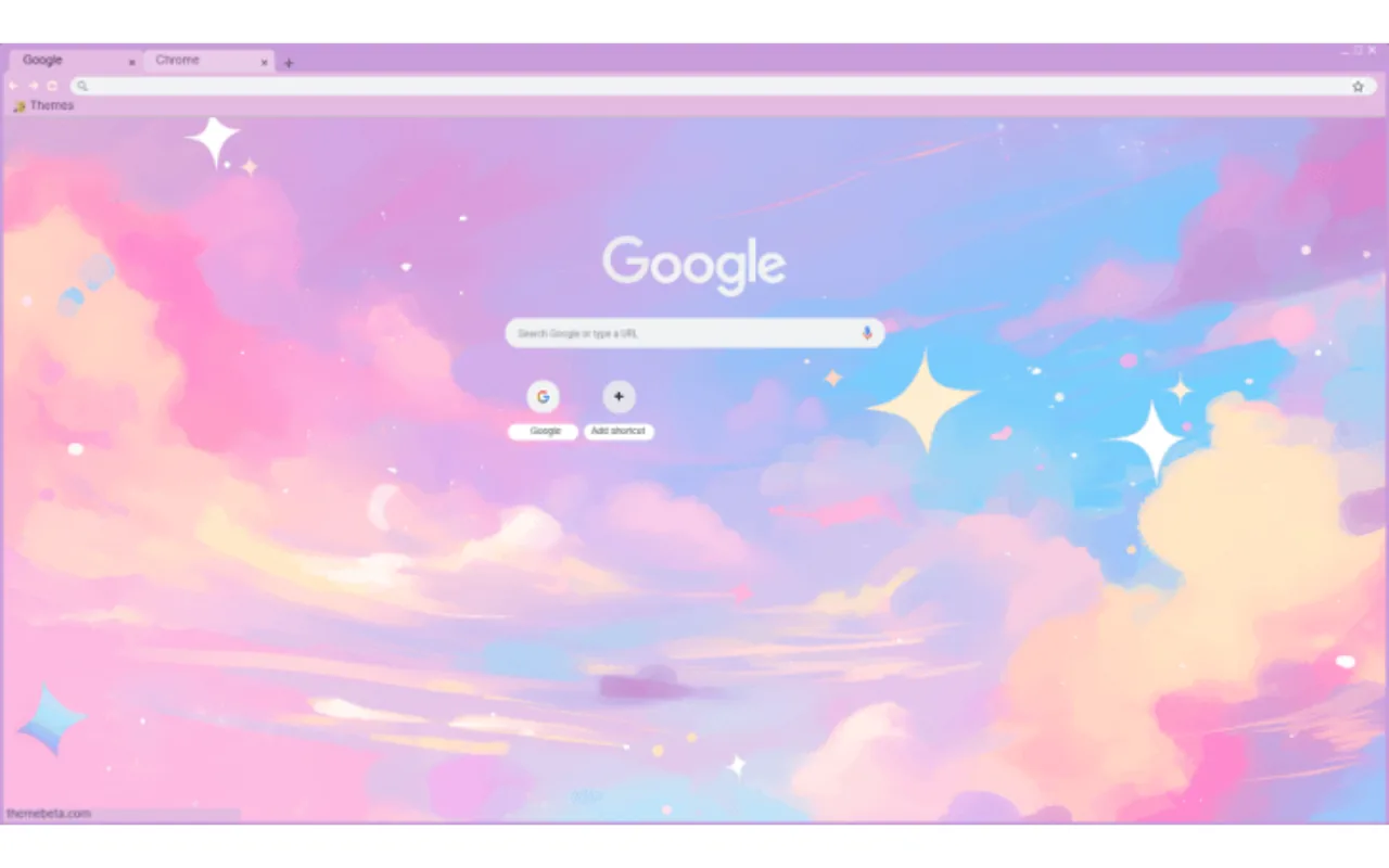 Soft pink lilac and blue cloudy night sky with sparkles