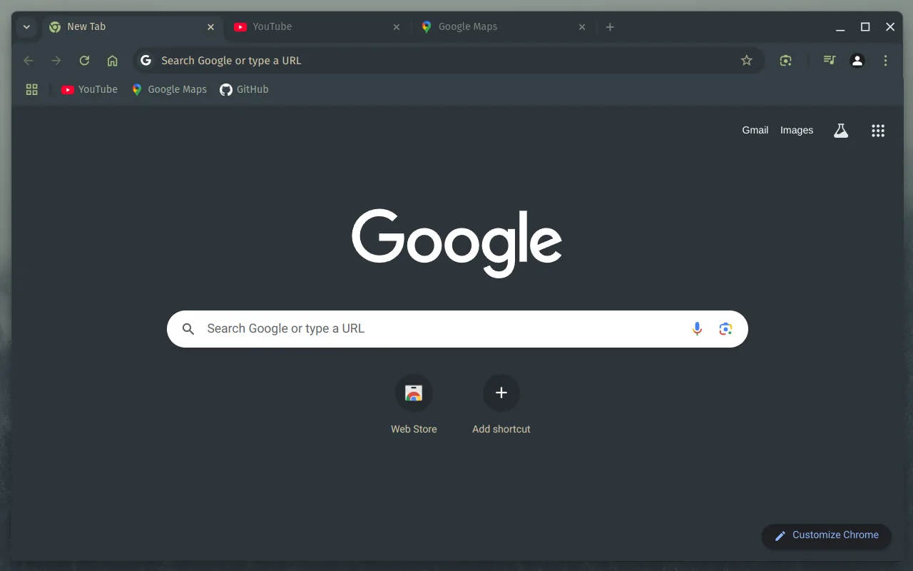 Muted green-grey minimal Chrome theme