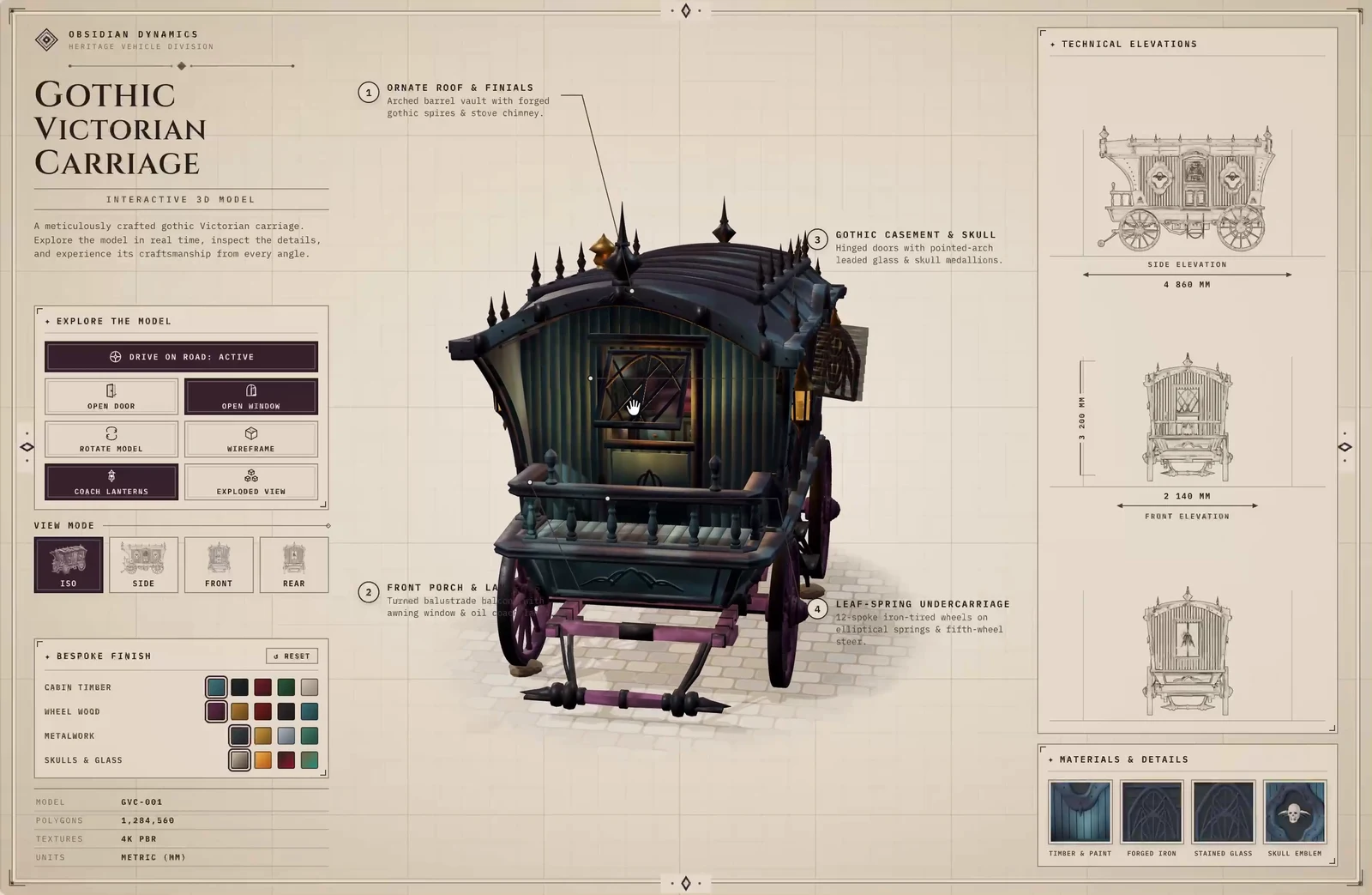 Interactive 3D Gothic Victorian carriage that Gemini 4 Argon built from a single image