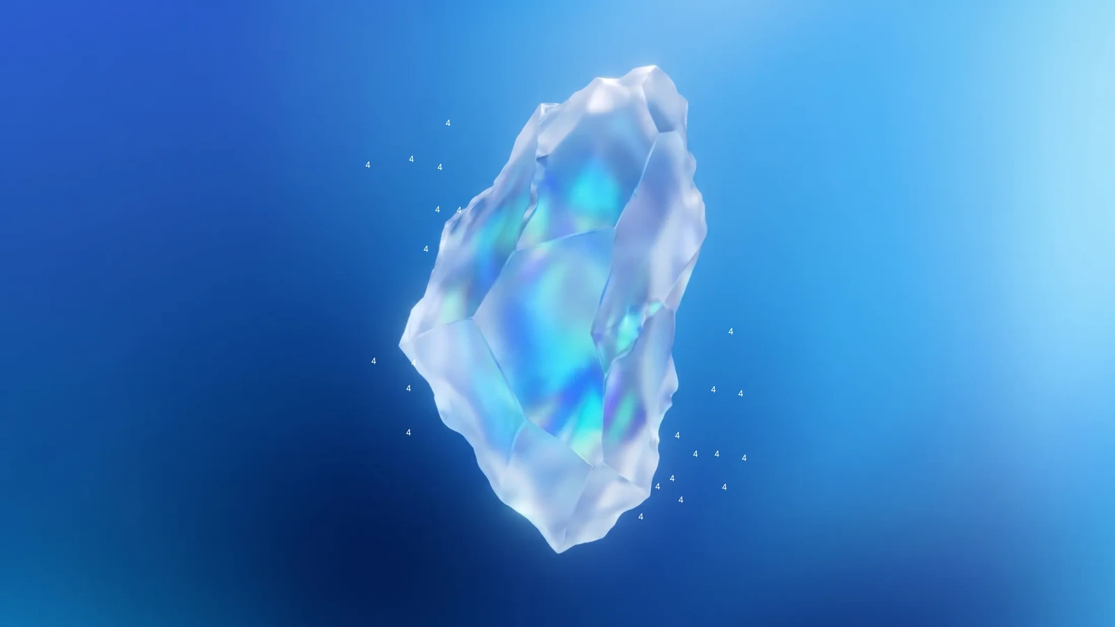 Gemini 4 Carbon key art from Google showing a glowing blue crystal on a blue background